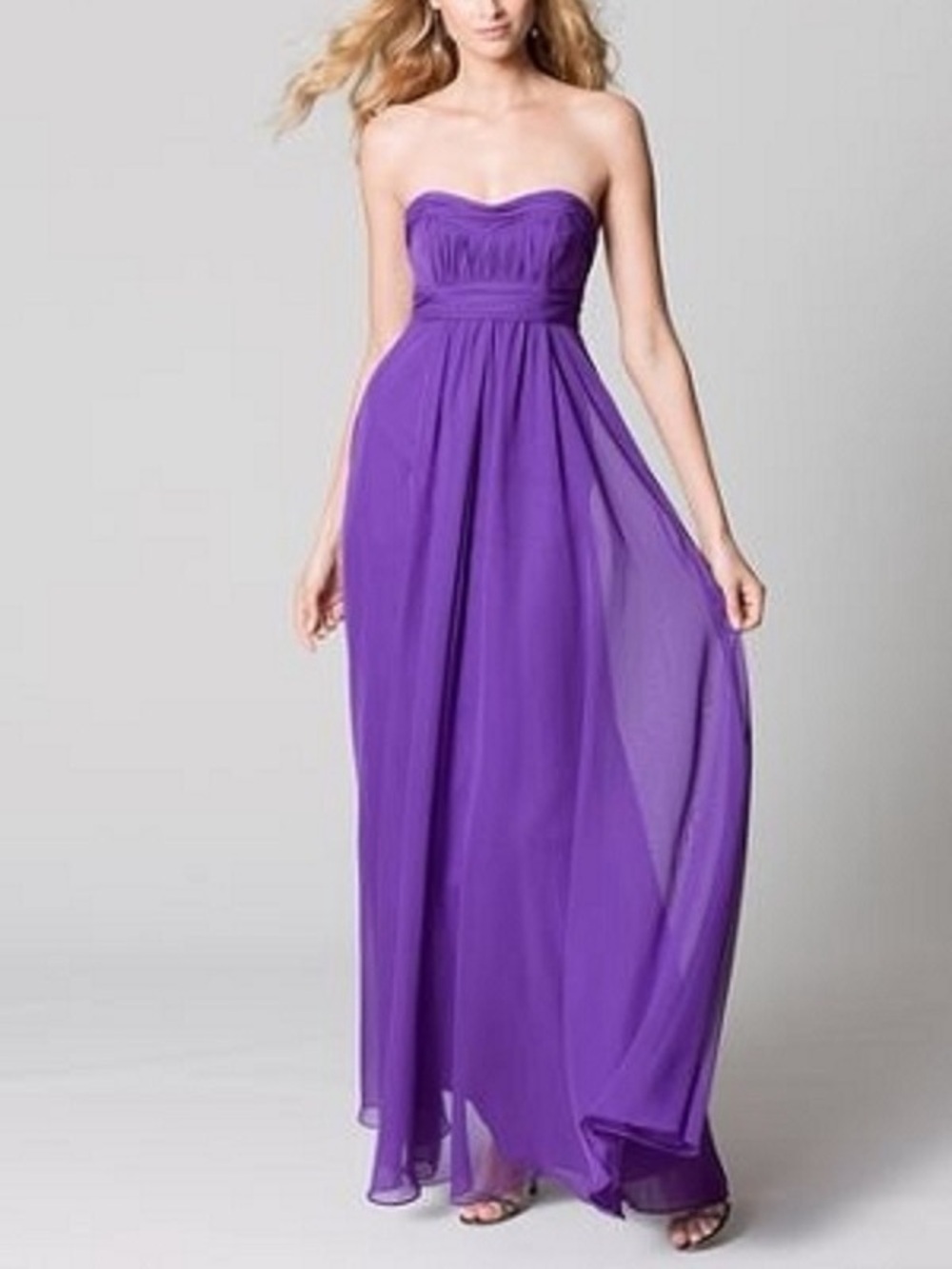 Watters WTOO Strapless Purple Chiffon Maxi Bridesmaid Dress NWT Size 8